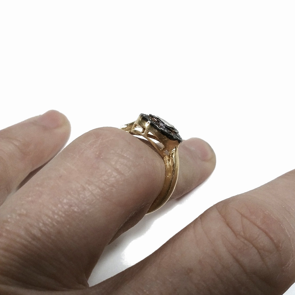 ANELLO ETNICO in argento 925 dorato ANELLO artigianale Diamante | GIOIELLI ETNICI