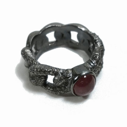 ANELLO ETNICO in argento 925 nero ANELLO artigianale Diamante e rubino stellato | GIOIELLI ETNICI