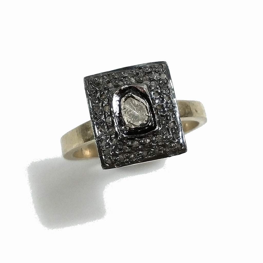 ANELLO ETNICO in argento 925 dorato ANELLO artigianale Diamante | GIOIELLI ETNICI