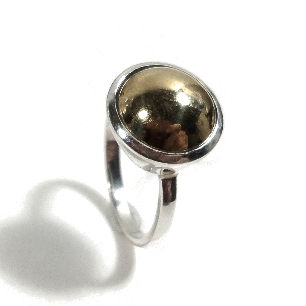 Anello SFERE in argento 925 bimetallo artigianale | design lineare moderno
