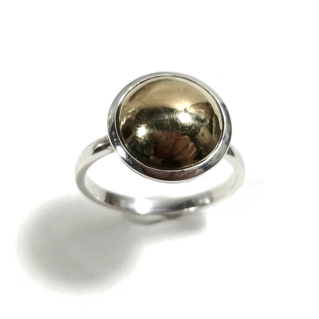 Anello SFERE in argento 925 bimetallo artigianale | design lineare moderno