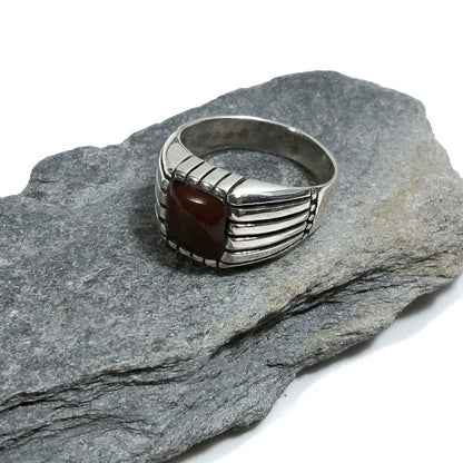 ANELLO UOMO artigianale in argento 925 Anello con GRANATO – immagine3