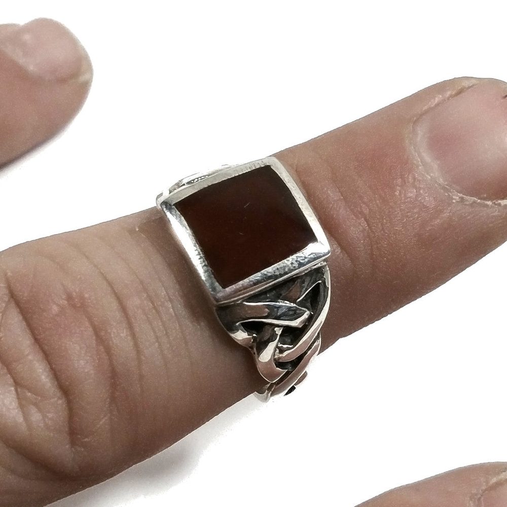 ANELLO artigianale in argento 925 Anello con Corniola | GIOIELLI UOMO