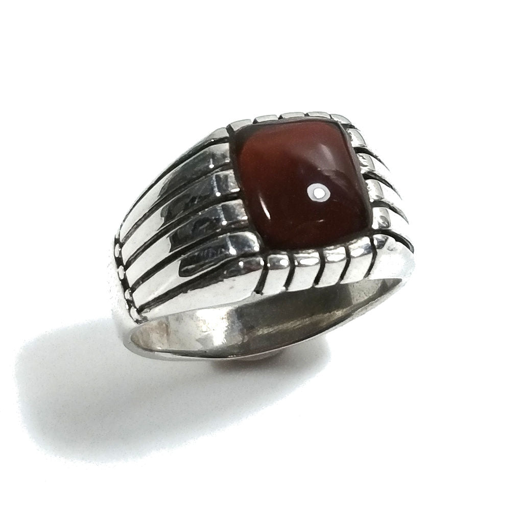 ANELLO UOMO artigianale in argento 925 Anello con GRANATO – immagine1