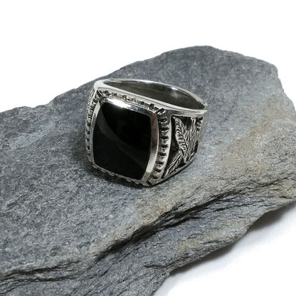 ANELLO artigianale in argento 925 Anello con Onice e Aquila | GIOIELLI IN ARGENTO