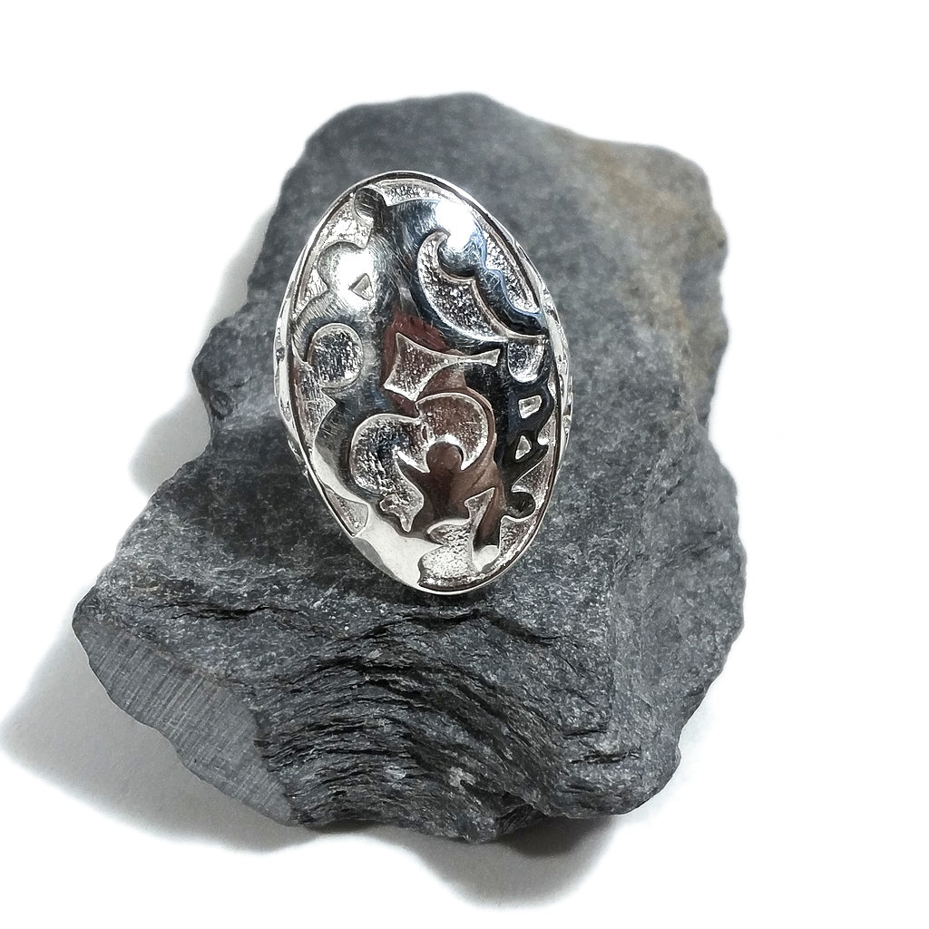 Anello in argento 925 ovale VINTAGE | design barocco