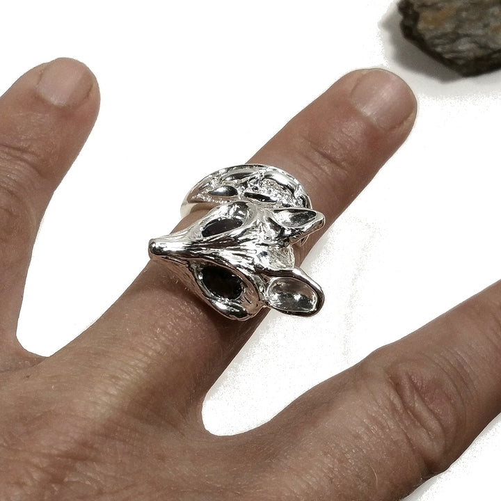 Anello FOX in argento 925 a forma di una VOLPE con pietra | argento artigianale