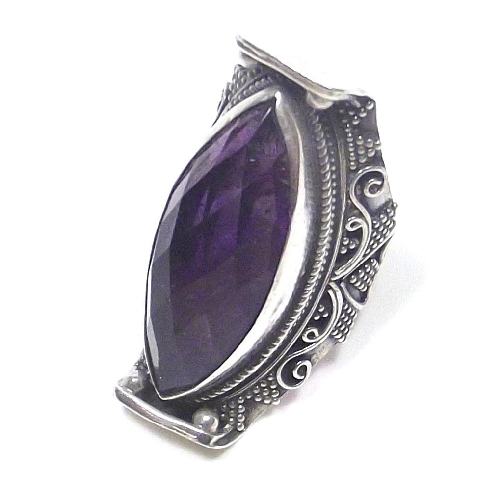 ANELLO etnico argento 925 AMETISTA sfaccettato