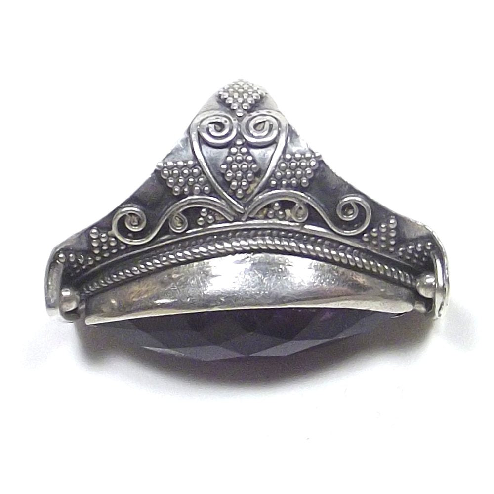 ANELLO ETNICO argento 925 AMETISTA sfaccettato – fascia lavorata