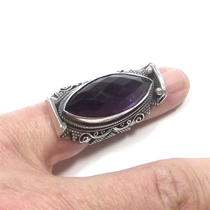 ANELLO ETNICO argento 925 pietra sfaccettata – ametista