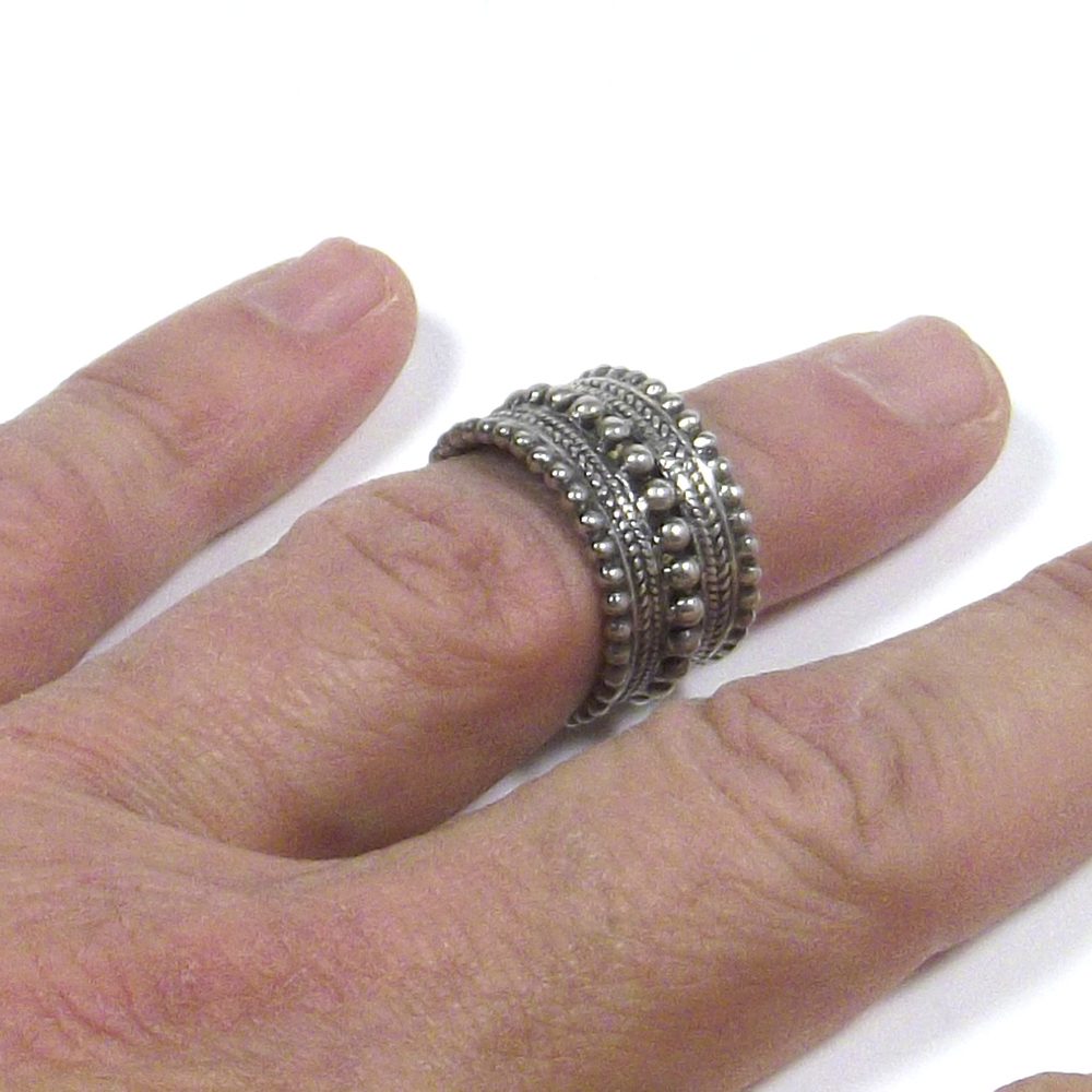 ANELLO ETNICO argento 925 puntinato - fascia larga | Uomo - donna – immagine4
