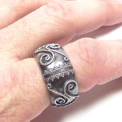 Anello in argento 925 brunito - fede filigrana