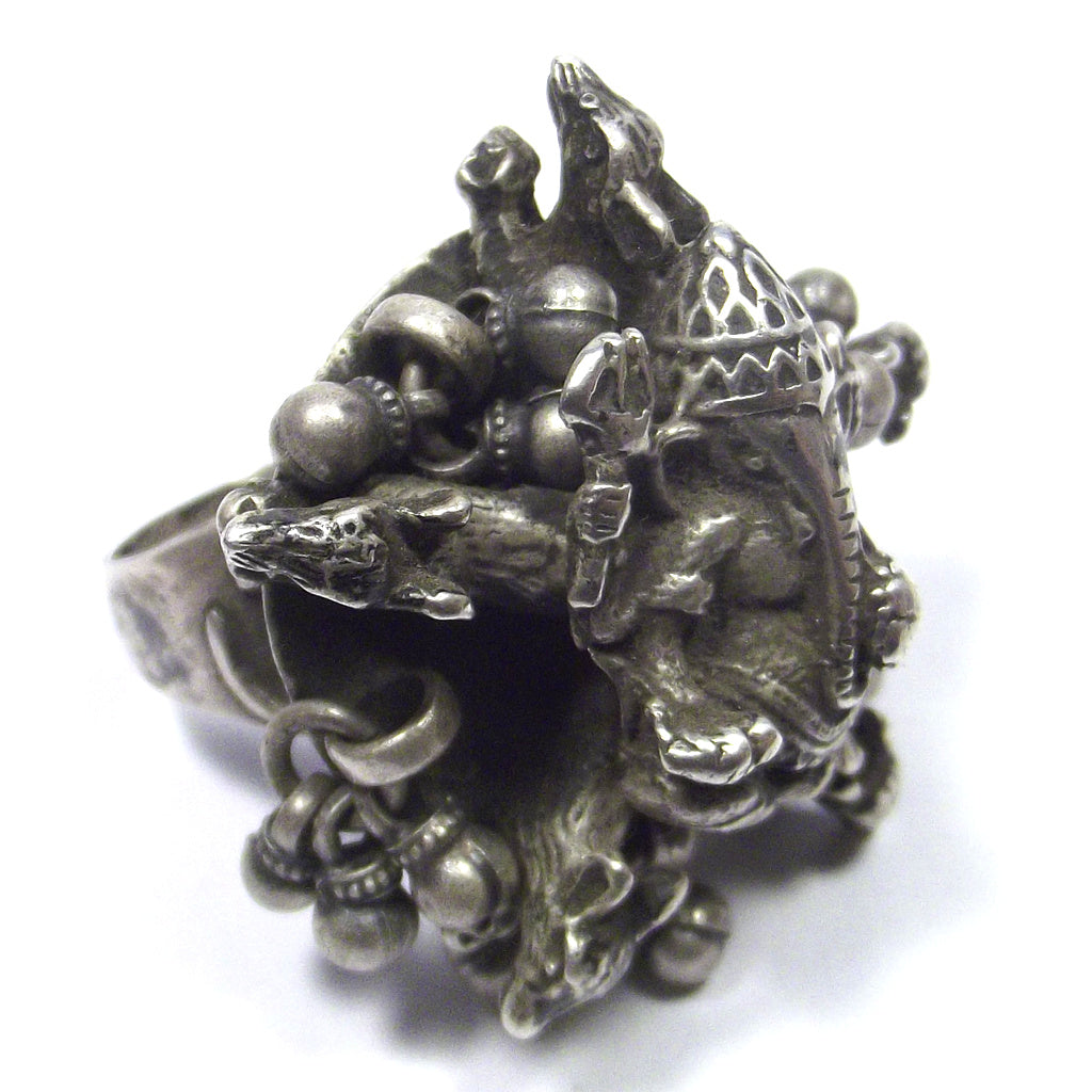 ANELLO GANESH con topo antico in argento 925 – immagine2