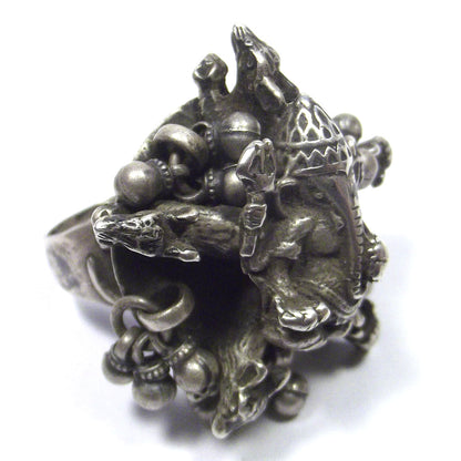 ANELLO GANESH con topo antico in argento 925 – immagine2