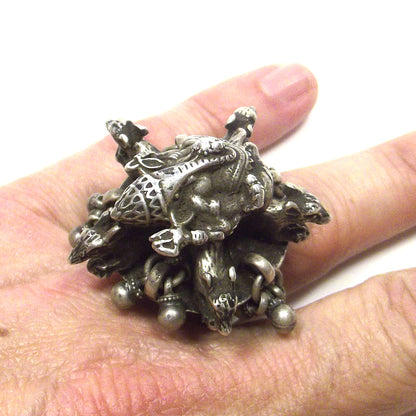 ANELLO GANESH con topo antico in argento 925 – immagine6
