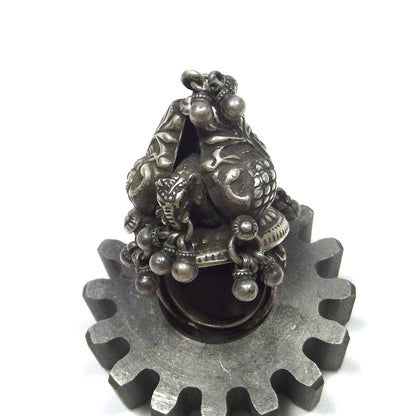 ANELLO GANESH con pavone in argento antico 925