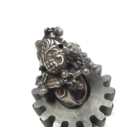 ANELLO GANESH con pavone antico in argento 925 – immagine 13