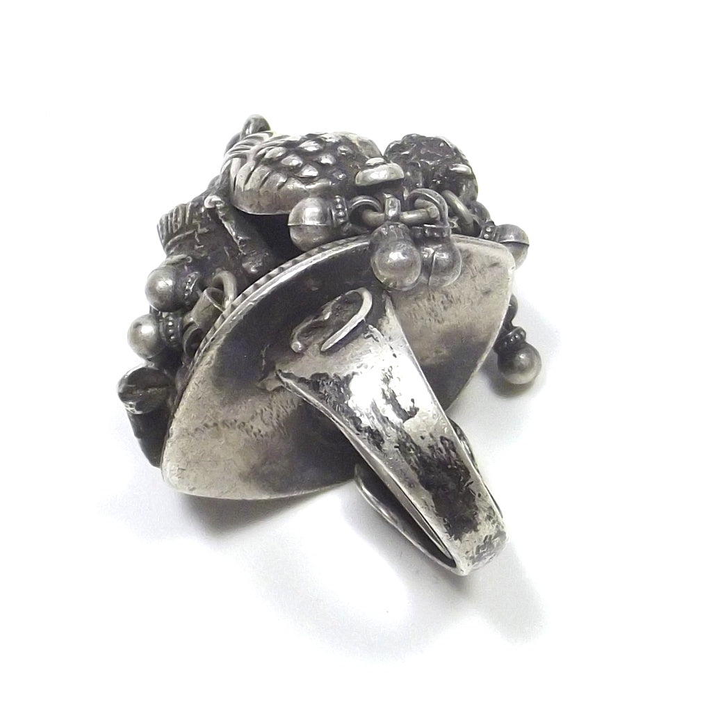 ANELLO GANESH con pavone antico in argento 925 – fascia laterale