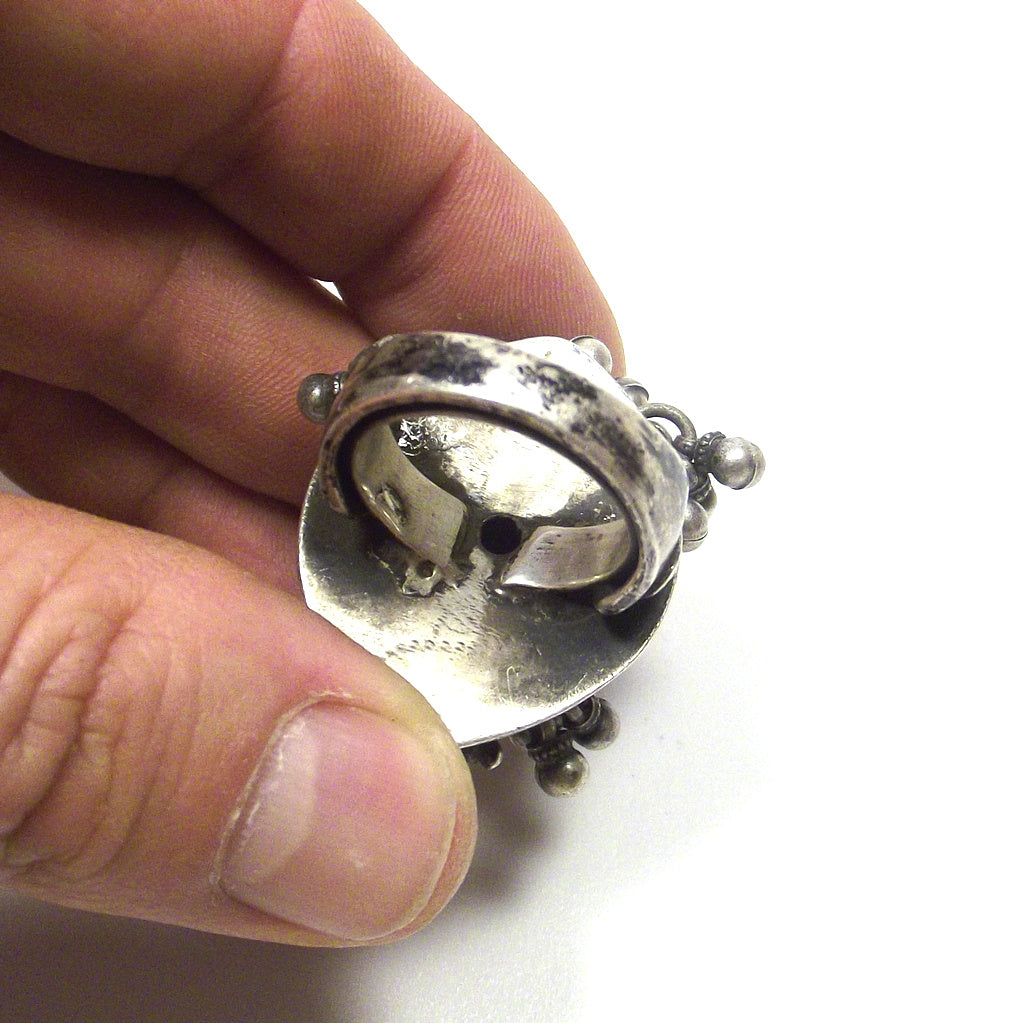 ANELLO GANESH con pavone antico in argento 925 – retro