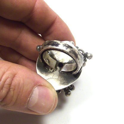 ANELLO GANESH con pavone antico in argento 925 – retro