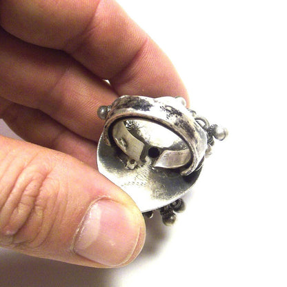 ANELLO GANESH con pavone antico in argento 925 – fascia