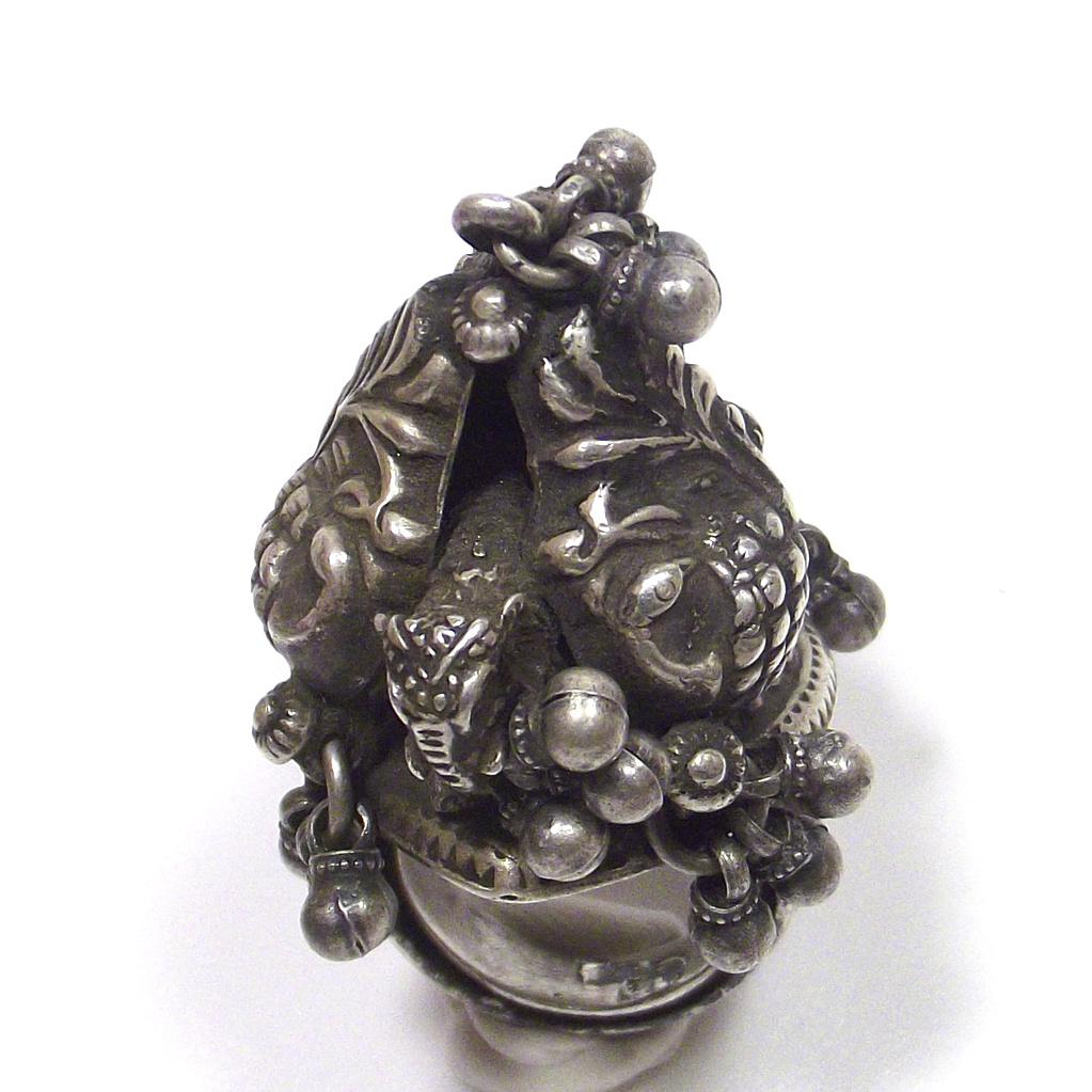 ANELLO GANESH con pavone antico in argento 925