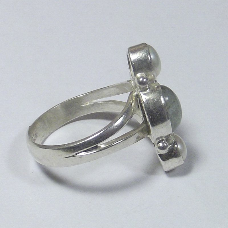 ANELLO Pietra di luna, perla e argento 16 - 18 – immagine7