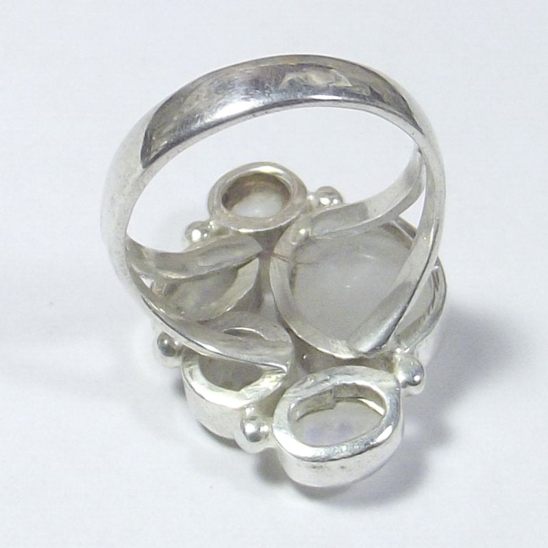 ANELLO Pietra di luna, perla e argento 16 - 18 – immagine3