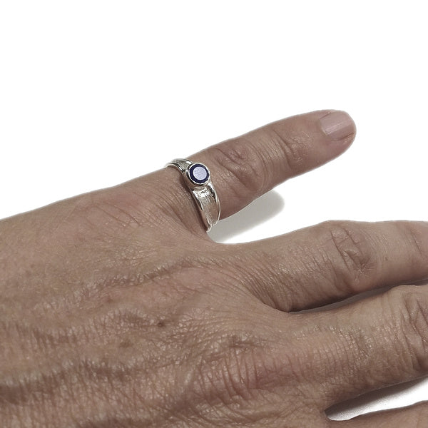 Anello KAMA fascia in argento 925 ANELLO artigianale con pietra | ANELLI artigianali