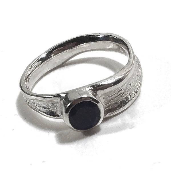 Anello KAMA fascia in argento 925 ANELLO artigianale con pietra | ANELLI artigianali