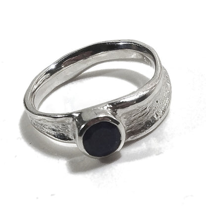 Anello KAMA fascia in argento 925 ANELLO artigianale con pietra | ANELLI artigianali
