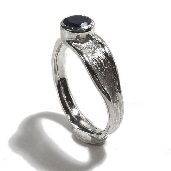 Anello KAMA fascia in argento 925 ANELLO artigianale con pietra | ANELLI artigianali