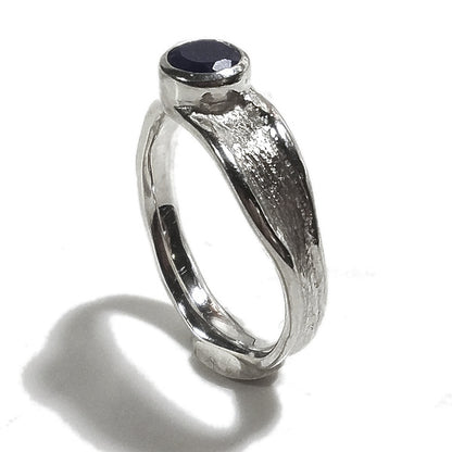Anello KAMA fascia in argento 925 ANELLO artigianale con pietra | ANELLI artigianali