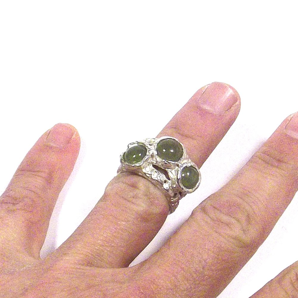 Anello in argento 925 con AVVENTURINA FASCIA | Gioiello contemporaneo – immagine5