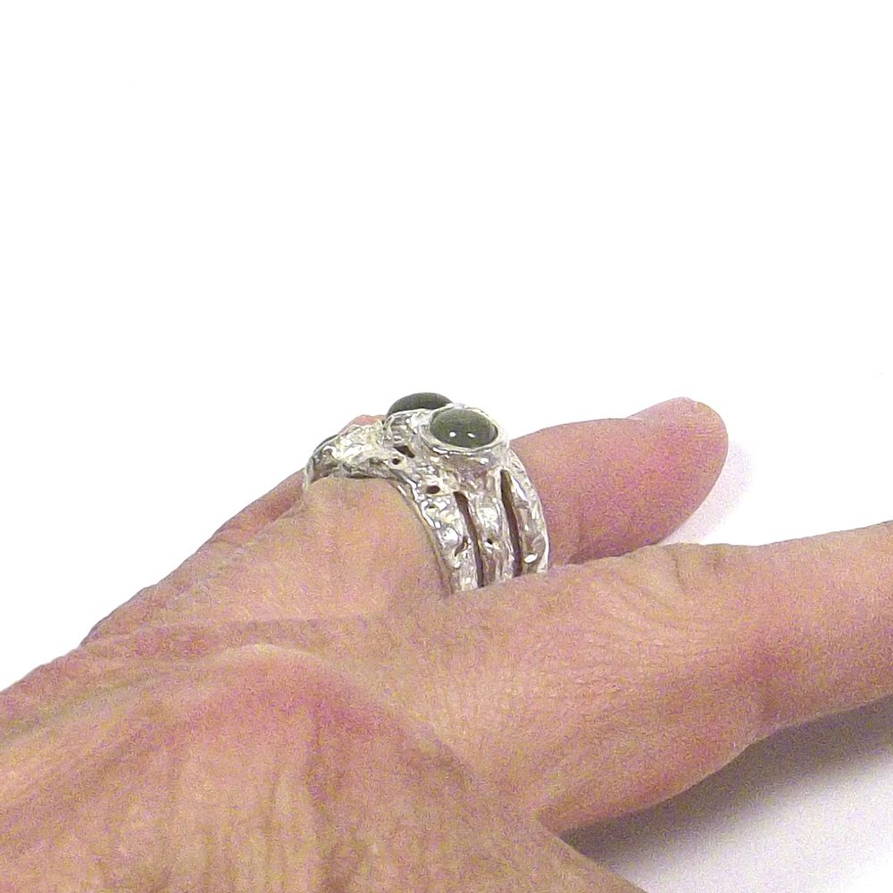 Anello in argento 925 con AVVENTURINA FASCIA | Gioiello contemporaneo – immagine4