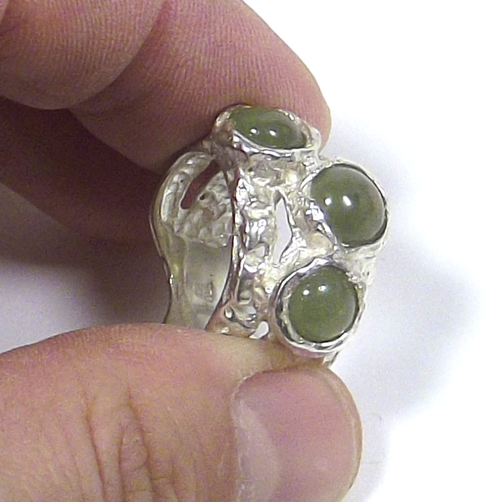 Anello in argento 925 con AVVENTURINA FASCIA | Gioiello contemporaneo
