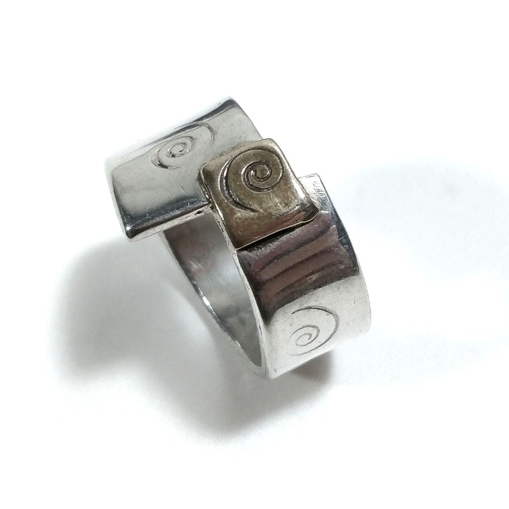 Fascia alta con SPIRALE | ANELLO FASCIA d'argento 925 | Gioielli artigianali