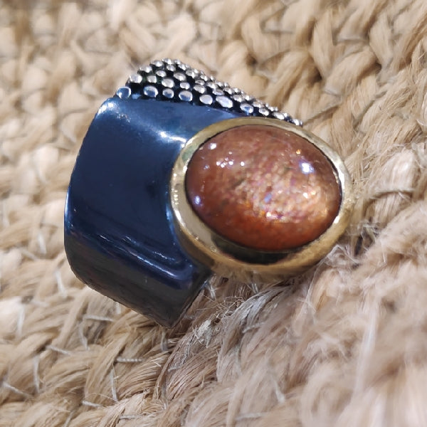 Anello fascia in argento 925 con pietra - artigianale
