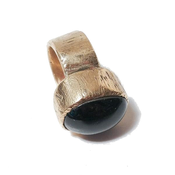 Anello artigianale in bronzo e BLACK STAR- bronzeage1968 – immagine4