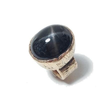 Anello artigianale in bronzo e BLACK STAR- bronzeage1968 – immagine1