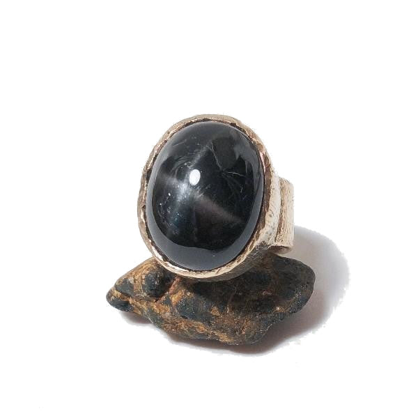Anello artigianale in bronzo e BLACK STAR- bronzeage1968 – immagine3