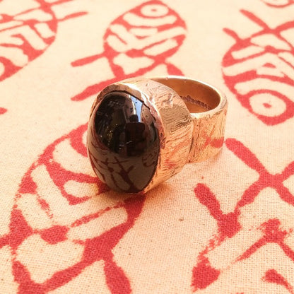 Anello artigianale in bronzo e BLACK STAR- bronzeage1968 – immagine5