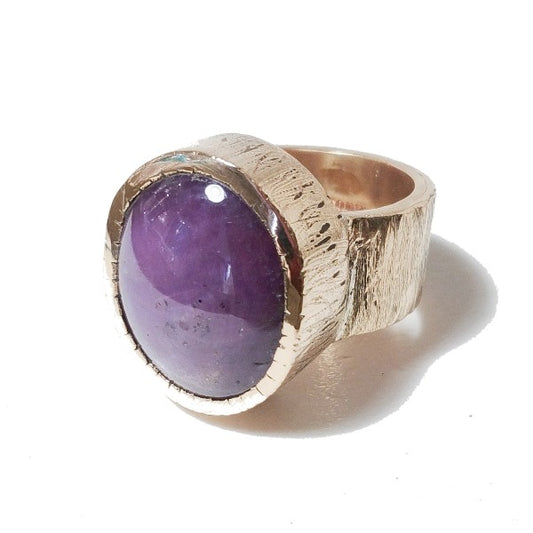 Anello artigianale in bronzo e rubino stellato - bronzeage1968 – immagine1