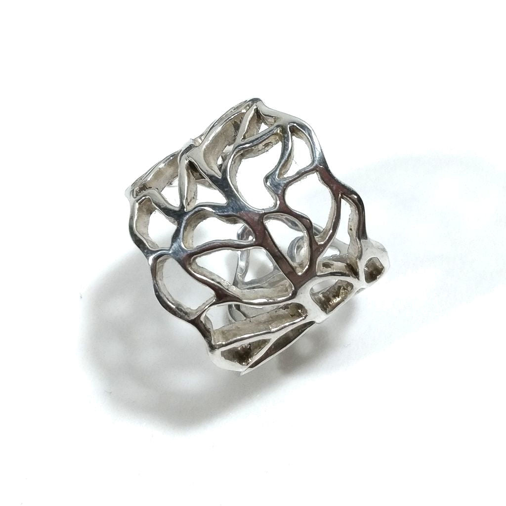 Fascia alta regolabile traforato | ANELLO FASCIA d'argento 925 | Gioielli argento
