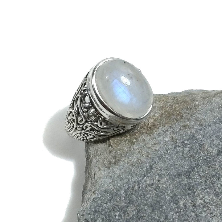Anello con pietra in argento 925 con Pietra di luna | GIOIELLI IN ARGENTO