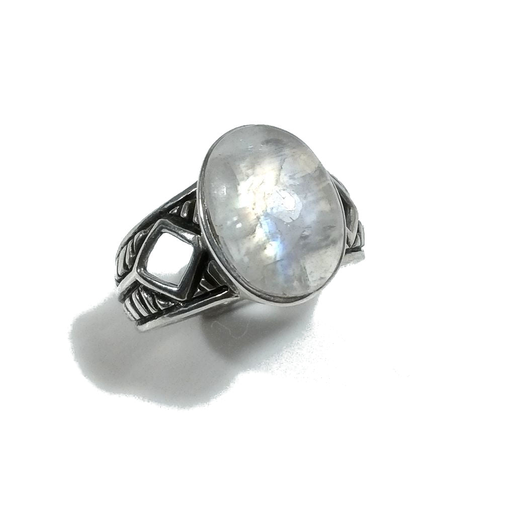 Anello con pietra in argento 925 con Pietra di luna | GIOIELLI IN ARGENTO