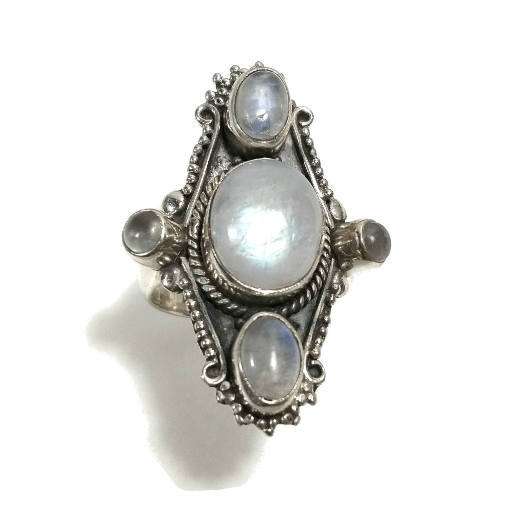 Anello con pietra in argento 925 con Pietra di luna | GIOIELLI IN ARGENTO