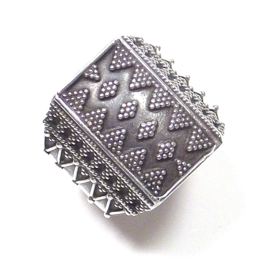 ANELLO argento 925 puntinato - rettangolare