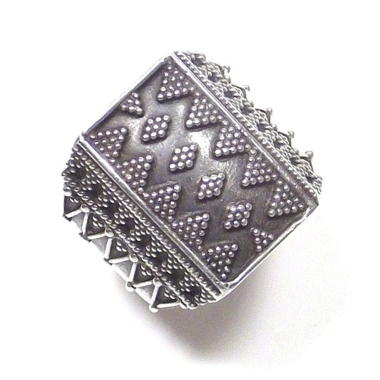 ANELLO argento 925 puntinato - rettangolare