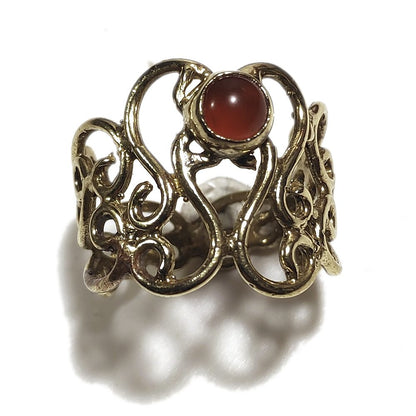 ANELLO Barocco in ottone con pietra – corniola